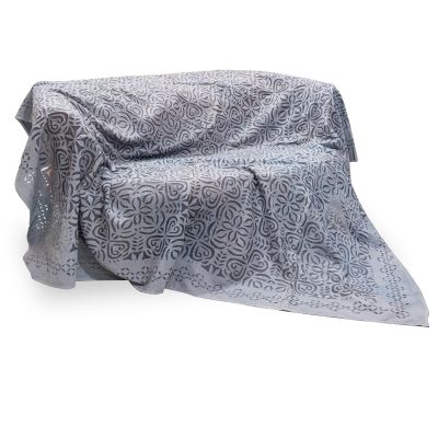 Κάλυμμα-Ριχτάρι double μπλε 210Χ260 cutwork με σχέδια 