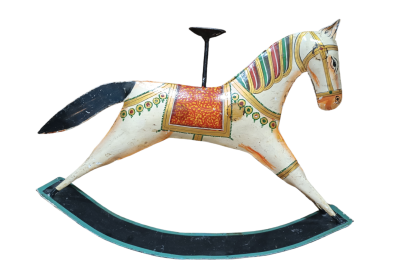 Διακοσμητικό άλογο από μέταλλο σε άσπρο χρώμα , με βάση για κερί ρεσώ