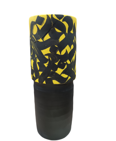 Κεραμικό βάζο μαύρο με κίτρινο 1