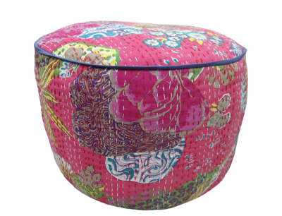 Πουφ βαμβακερό kantha floral ροζ 