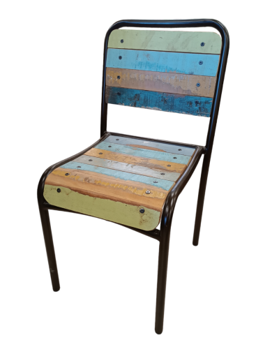 Καρέκλα από ανακυκλωμένο ξύλο και μέταλλο colormix