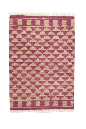 Χαλί χράμι ματζεντα-μπεζ 120Χ180 χειροποίητο cotton vintage