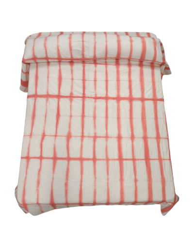 Πάπλωμα διπλό λευκό-ροζ διπλής όψεως 100% βαμβάκι χειροποίητο 220Χ270