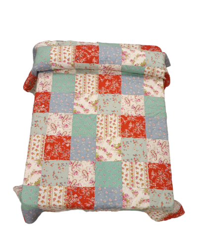 Πάπλωμα διπλό patchwork floral 2 διπλής όψεως 100% βαμβάκι χειροποίητο 220Χ270