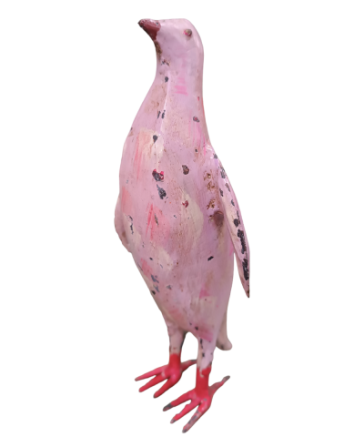 Πιγκουίνος μεταλλικός σε απαλό ροζ χρώμα