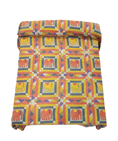 Κάλυμμα κρεβατιού διπλό με ελεφαντάκια 220Χ270 patchwork100% βαμβάκι χειροποίητο