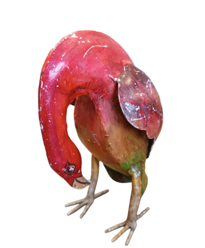 Διακοσμητικό μεταλλικό πουλάκι κόκκινο-πράσινο