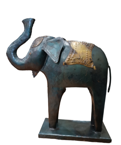 Διακοσμητικός ελέφαντας από μέταλλο και λεπτομέρειες χαλκού 45x40