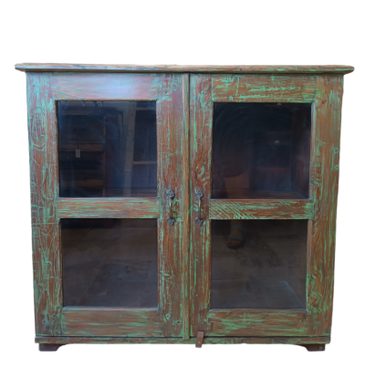 Βιτρινάκι από ξύλο teak με πράσινο finish