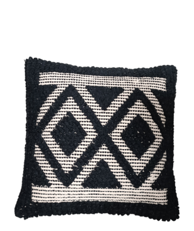 Διακοσμητικό μαξιλάρι 50x50 μαύρο boho με ρόμβους (με γέμισμα)