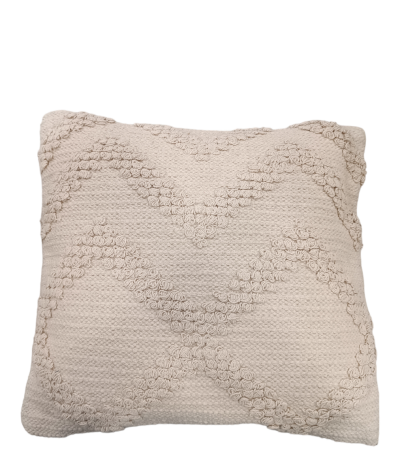Διακοσμητικό μαξιλάρι 50x50 boho μπεζ ζικ-ζακ (με γέμισμα) 2