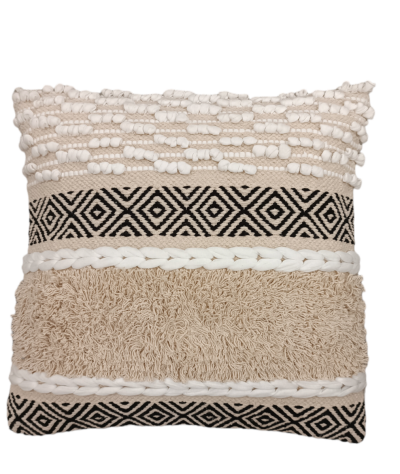 Διακοσμητικό μαξιλάρι 50x50 boho μαύρο μπεζ  (με γέμισμα)