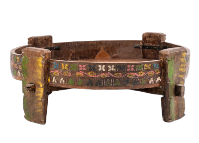 Τραπεζάκι από ξύλο Teak (Rice Table)  χειροποίητη διακόσμηση ζωγραφιστό με σκαλίσματα
