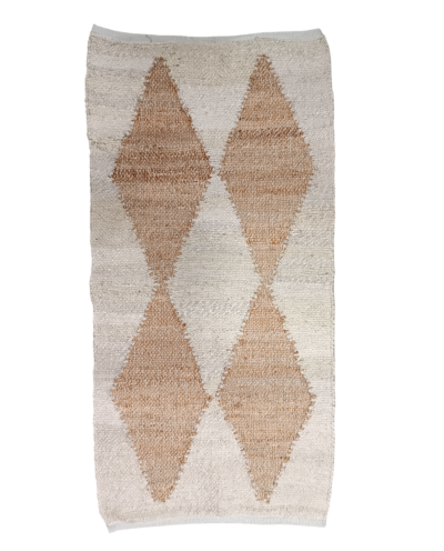 Χαλί cotton 150Χ70 λευκό-μπεζ