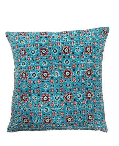 Διακοσμητικό χειροποίητο μαξιλάρι kantha 40x40 γαλάζιο (με γέμιση)