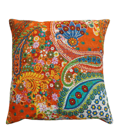 Διακοσμητικό μαξιλάρι Kantha 40x40 πολύχρωμο με σχέδια  (με γέμιση)