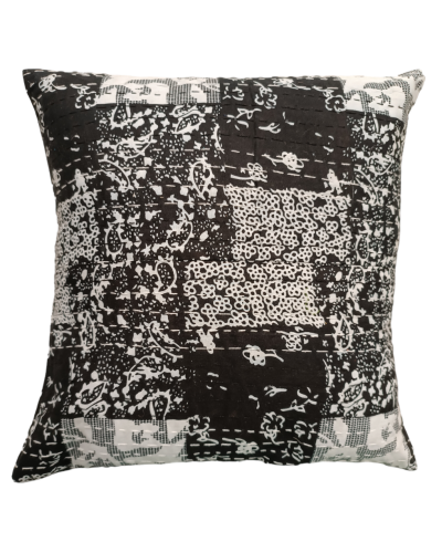 Διακοσμητικό μαξιλάρι Kantha 40x40 ασπρόμαυρο (με γέμιση) 