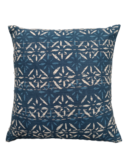 Διακοσμητικό χειροποίητο μαξιλάρι Kantha 40x40 μπλε  (με γέμιση) 5