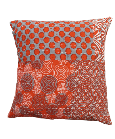 Διακοσμητικό μαξιλάρι Kantha 40x40 κόκκινο με σχέδια (με γέμιση)