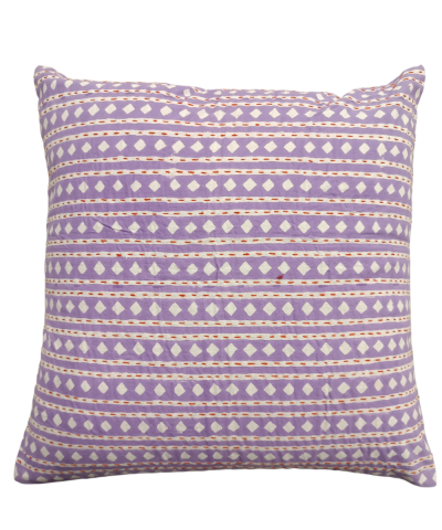 Διακοσμητικό χειροποίητο μαξιλάρι Kantha 40x40 λιλά με ρόμβους (με γέμιση)