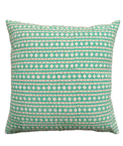 Διακοσμητικό μαξιλάρι Kantha 40x40 πράσινο πουά (με γέμιση)