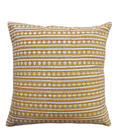Διακοσμητικό μαξιλάρι Kantha 40x40 κίτρινο πουά  (με γέμιση)