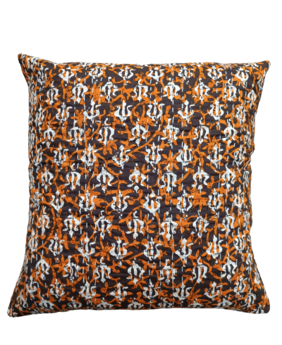 Διακοσμητικό μαξιλάρι Kantha 40x40 καφέ-πορτοκαλί  (με γέμιση)