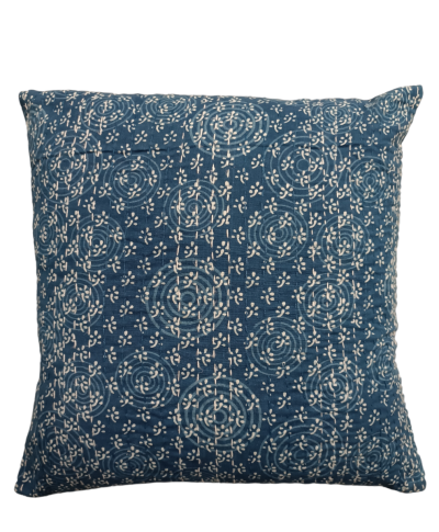 Διακοσμητικό μαξιλάρι Kantha 40x40 μπλε (με γέμιση)