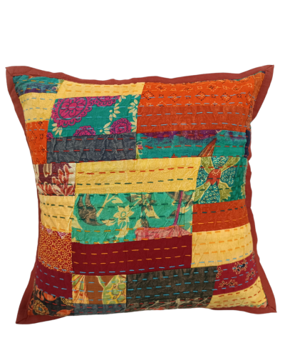 Διακοσμητικό χειροποίητο μαξιλάρι Kantha 40x40 traditional collection patch work (με γέμιση) 