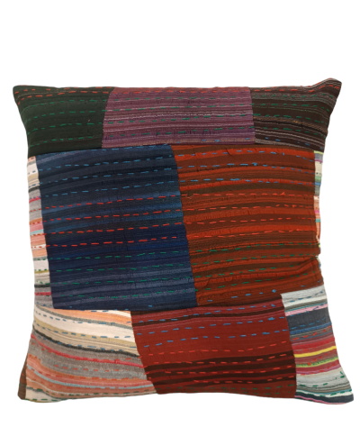 Διακοσμητικό χειροποίητο μαξιλάρι Kantha 40x40 multicolor patch work (με γέμιση) 2