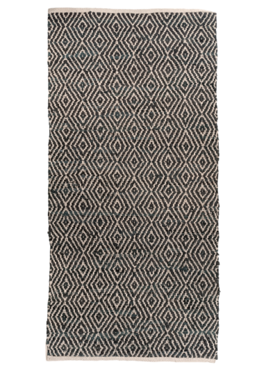 Χαλί 70Χ140 Cotton Leather άσπρο-μαύρο ρόμβος