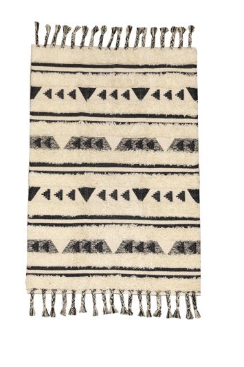 Χαλί Άσπρο Μαύρο 120Χ180 Boho 80% WOOL 20% COTTON Χειροποίητο