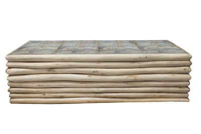Τραπεζάκι σαλονιού bamboo με ένθετο πλακάκι 125x65x35