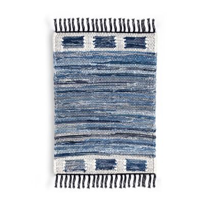 Χαλί 50Χ80 από βαμβάκι-λευκό-denim