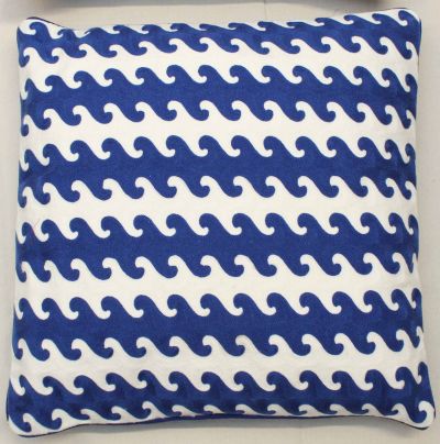 Διακοσμητικό μαξιλάρι 50Χ50 άσπρο-μπλε 100% βαμβάκι (με γέμιση)
