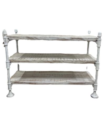 Ραφιέρα με μασίφ σιδερένια πόδια white finish 