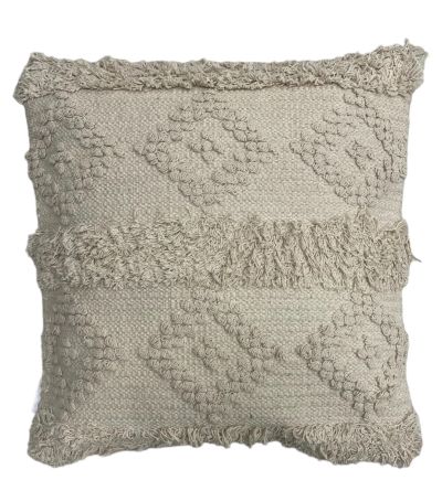 Διακοσμητικό μαξιλάρι 50x50 boho μπεζ σπαγγί (με γέμισμα)