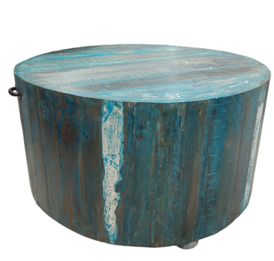 Τραπεζάκι σαλονιού στρογγυλό Φ90cm colour mix turquoise beige.