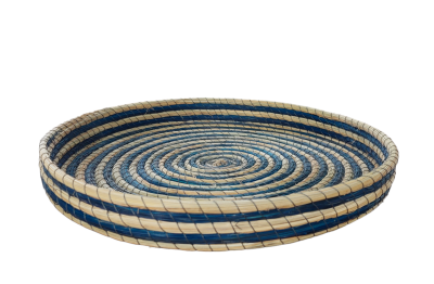 Δίσκος από φυτική ίνα Halfah σε φυσικό-μπλε χρώμα 40cm