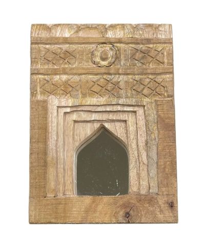 Καθρεφτάκι τοίχου με φυσικό ξύλινο πλαισιο vintage style 
