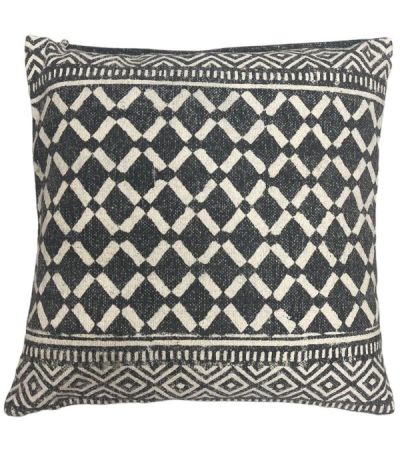Διακοσμητικό μαξιλάρι 70X70 black & white πετροπλυμένο (διπλής όψεως) (με γέμισμα)