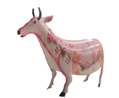 Μεταλλική διακοσμητική αγελάδα ροζ