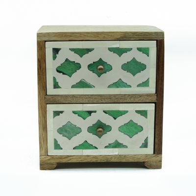 Συρτάρι ξύλινο με πράσινες λεπτομέρειες , 2 συρτάρια  
