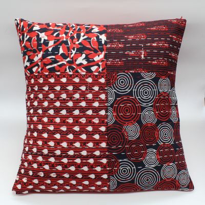 Διακοσμητικό μαξιλάρι Kantha 40x40 κόκκινο με σχέδια (με γέμιση)
