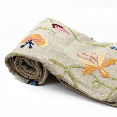 Ριχτάρι με κέντημα 100Χ200 μπεζ floral