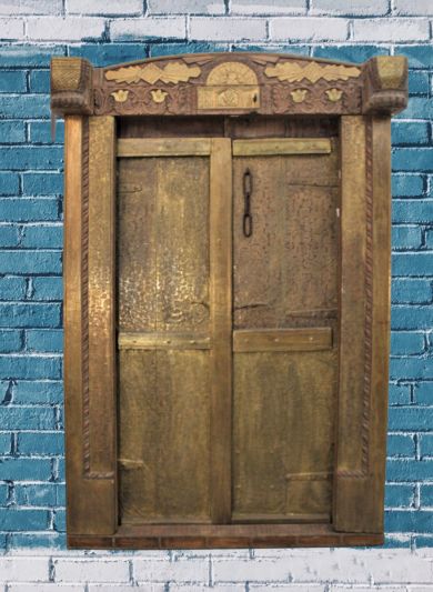 Πόρτα από μασίφ ξύλο τικ  με επικάλυψη φύλλων χαλκού